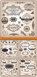 Vintage frame pattern and label vector set 4