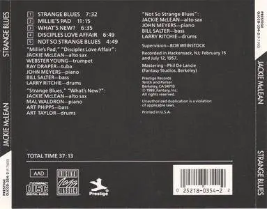 Jackie McLean - Strange Blues (1957) {Prestige OJCCD-354-2, rel 1989}