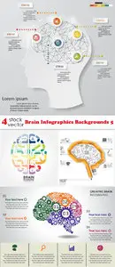 Vectors - Brain Infographics Backgrounds 5