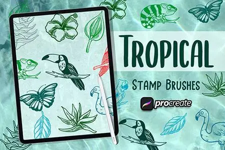 Tropical element Brush Stamp