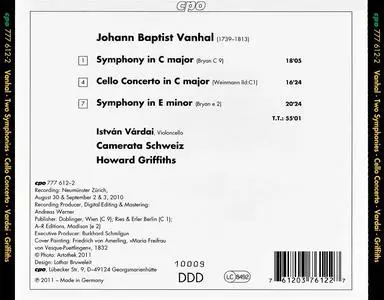 Howard Griffiths, Camerata Schweiz - Johann Baptist Vanhal: Two Symphonies; Cello Concerto (2011)