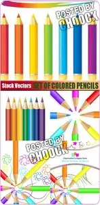 Stock Vector: Set of colored pencils