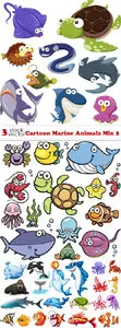 Vectors - Cartoon Marine Animals Mix 2