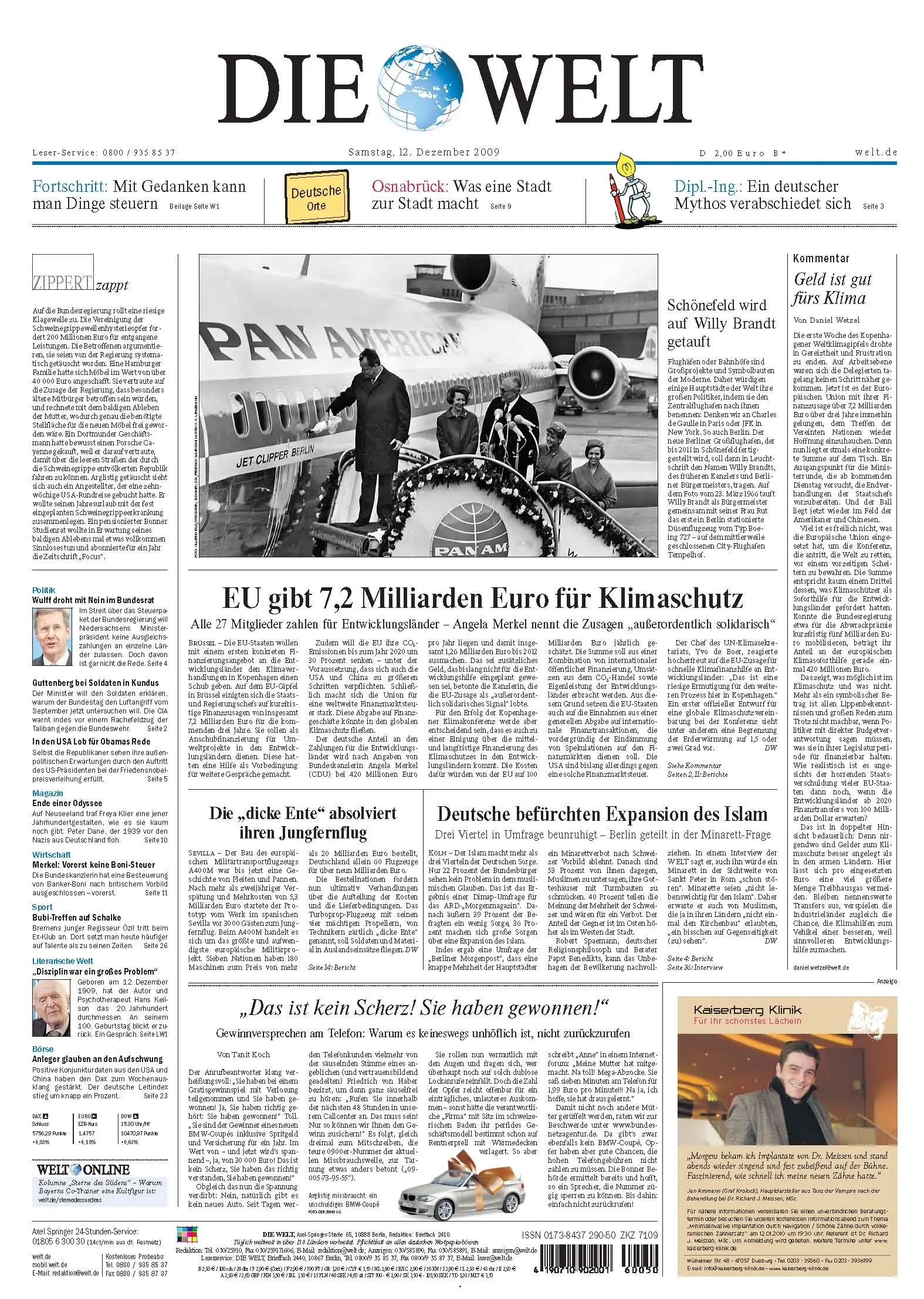 Die Welt vom 12. Dezember 2009