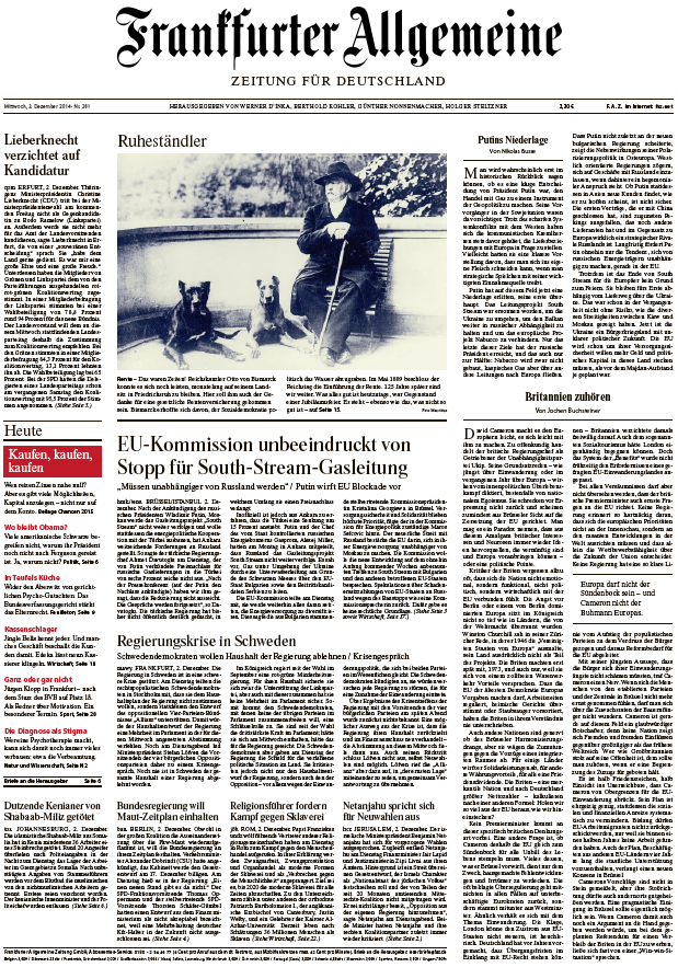 Frankfurter Allgemeine Zeitung vom Mittwoch, 03. Dezember 2014