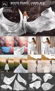 White Flying Fabric Photoshop Overlays