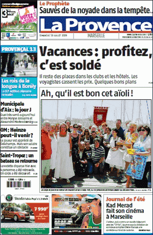 La Provence, Dimanche 19 Juillet 2009 + Le Cahier des Sports.
