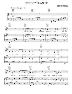 I Didn't Plan It (from Waitress The Musical) - Sara Beth Bareilles (Piano-Vocal-Guitar)