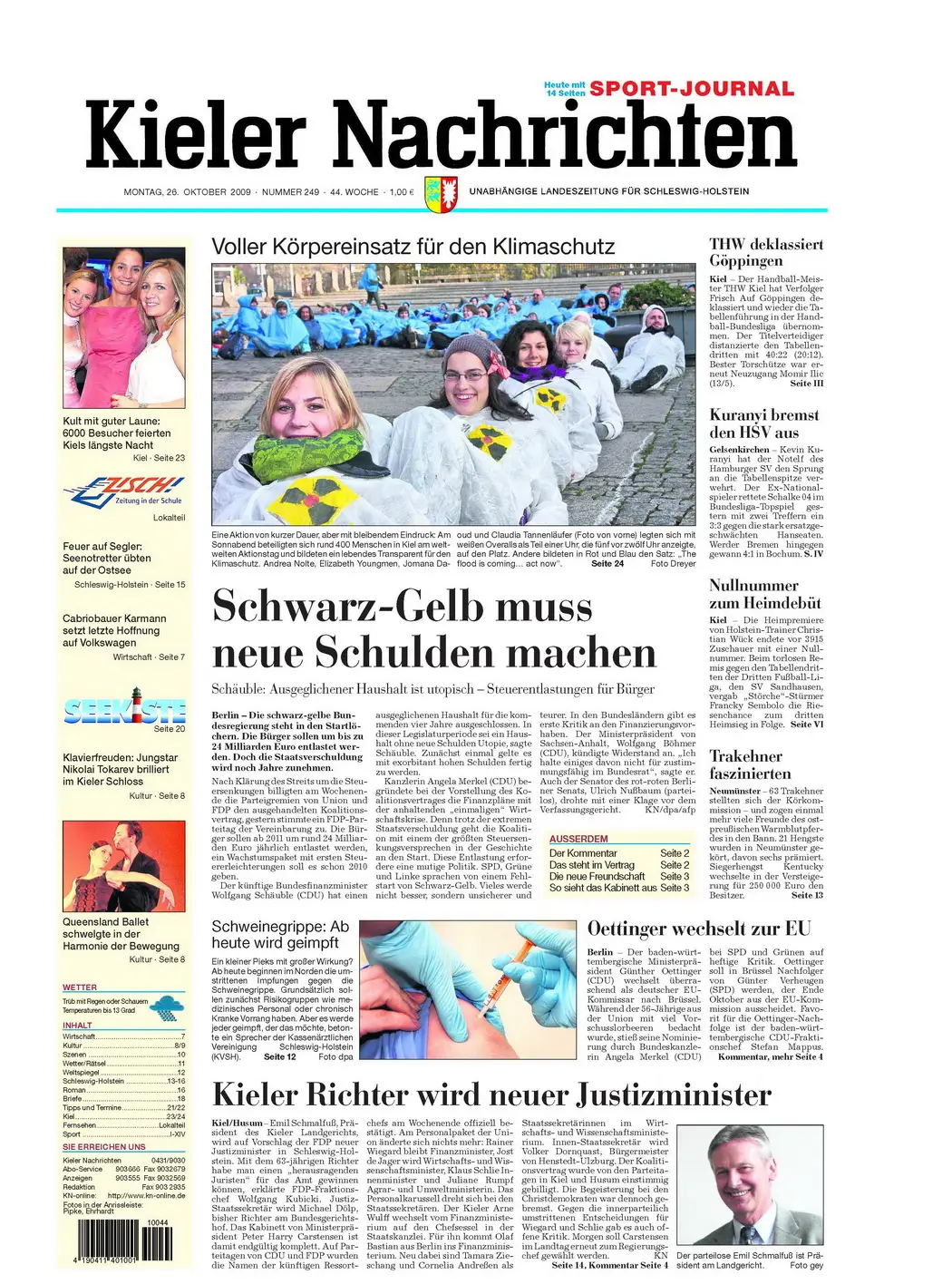 Kieler Nachrichten vom 26. Oktober 2009