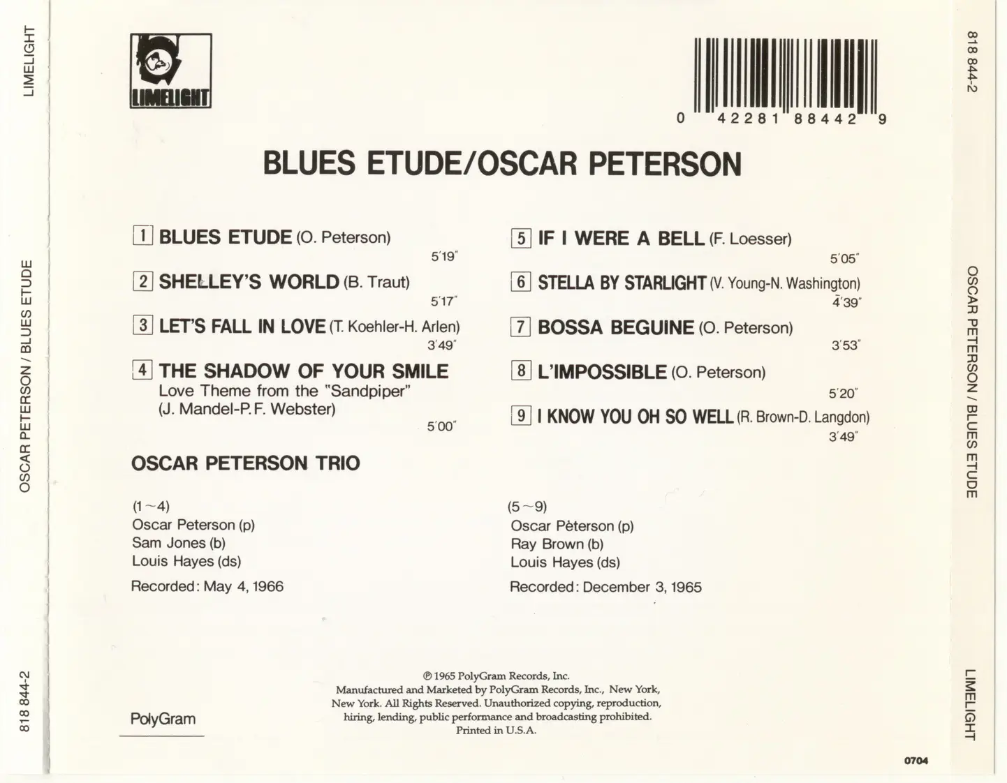 Oscar Peterson - Blues Etude (1965)