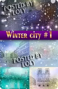 Winter City #1 - Stock Vector