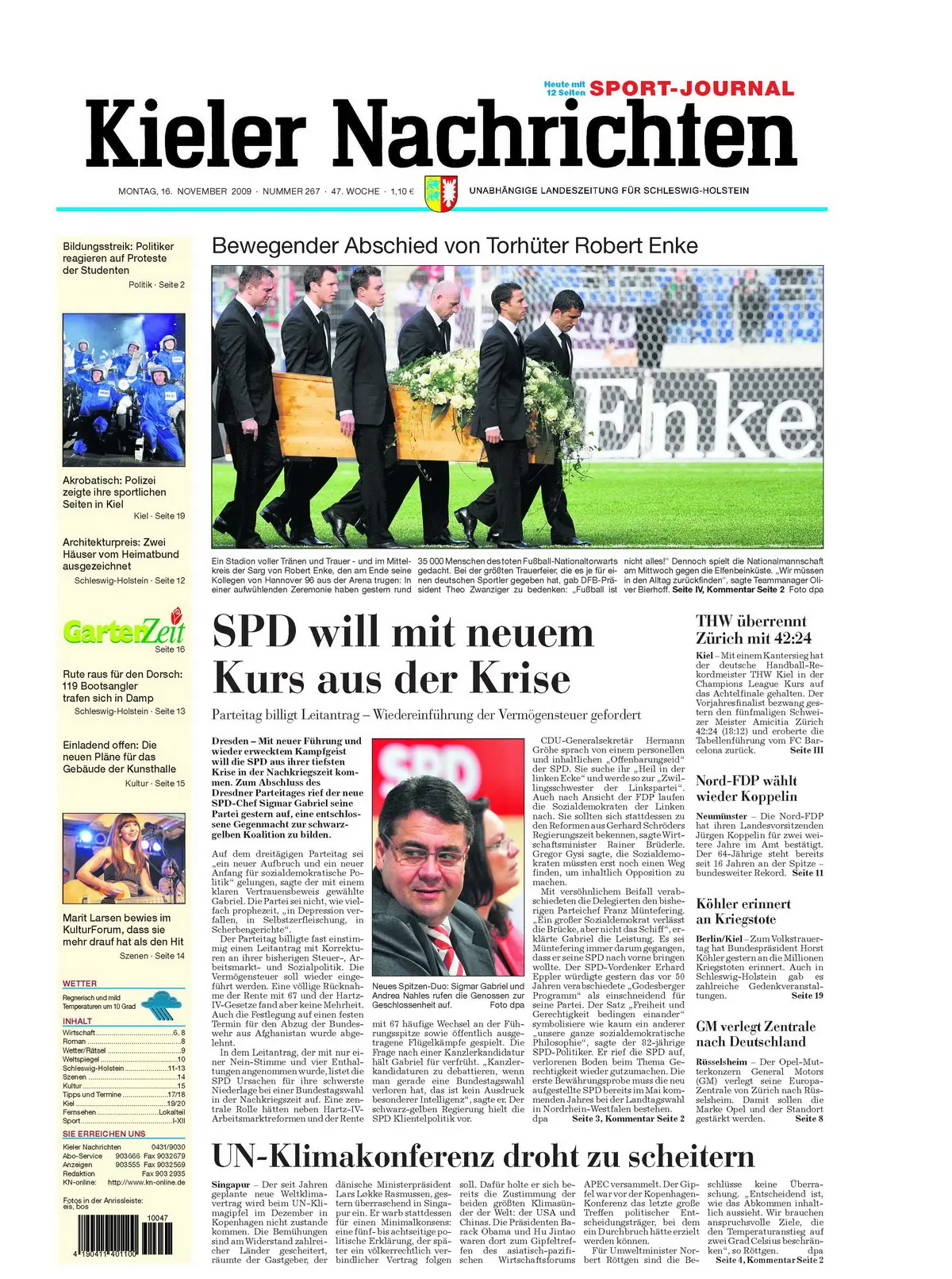 Kieler Nachrichten vom 16. November 2009
