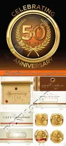 Gift certificate and anniversary gold vector