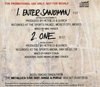 Metallica - Enter Sandman/One (UK promo CD single) (1993) {Vertigo}