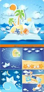 Sea and travel scrap vector