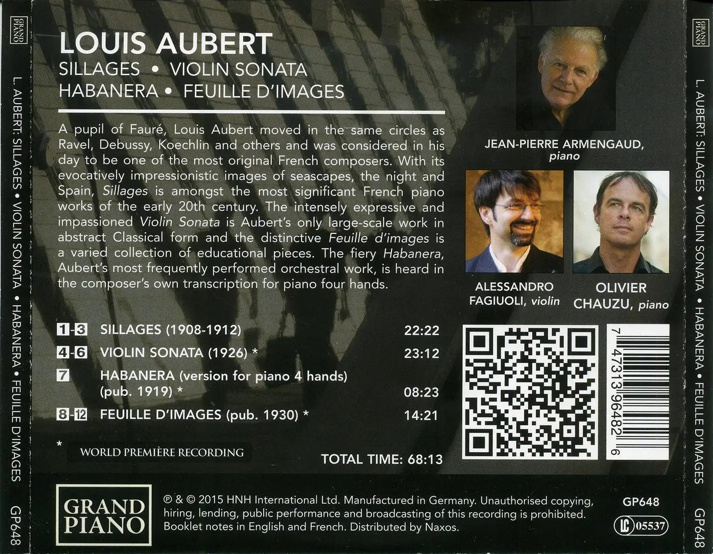 Louis Aubert - Sillages, Violin Sonata, Habanera, Feuille d'images - Armengaud, Fagiuoli, Chauzu (2015) {Grand Piano GP648}