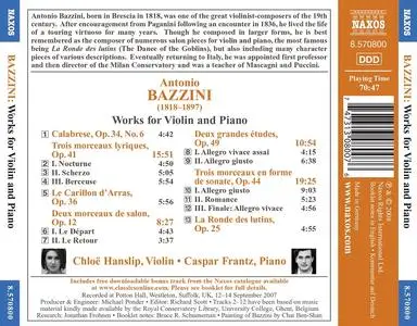 Chloë Hanslip, Caspar Frantz - Antonio Bazzini: Works for Violin and Piano (2008)