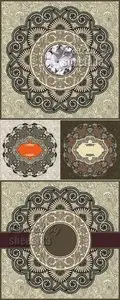 Beige Floral Cards Vector