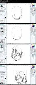 How to draw character's face in manga style_[Clip studio]