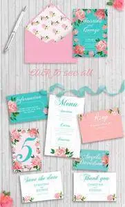 CreativeMarket - Wedding Invitation Suit Mint color