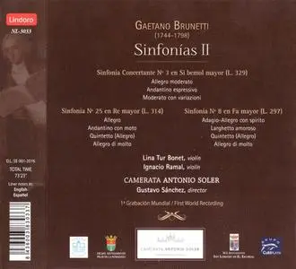 Gustavo Sánchez, Camerata Antonio Soler - Gaetano Brunetti: Sinfonías II (2016)