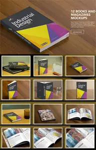 12 Books and Magazines Mockup Templates