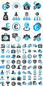 Vector Euro Financial and Business Icons