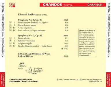 Richard Hickox, BBC National Orchestra of Wales - Edmund Rubbra: Symphonies Nos. 2 & 6 (1996)
