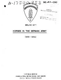 Horses in the German Army (1941-1945)