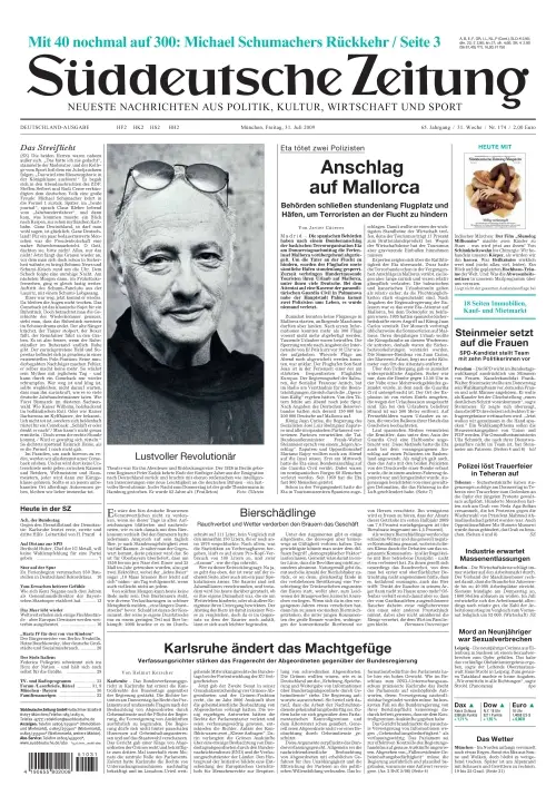 Sueddeutsche Zeitung vom 31.07.2009