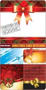 Christmas card with bow - Stock Vector