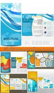 Tri fold business brochure vector set 15
