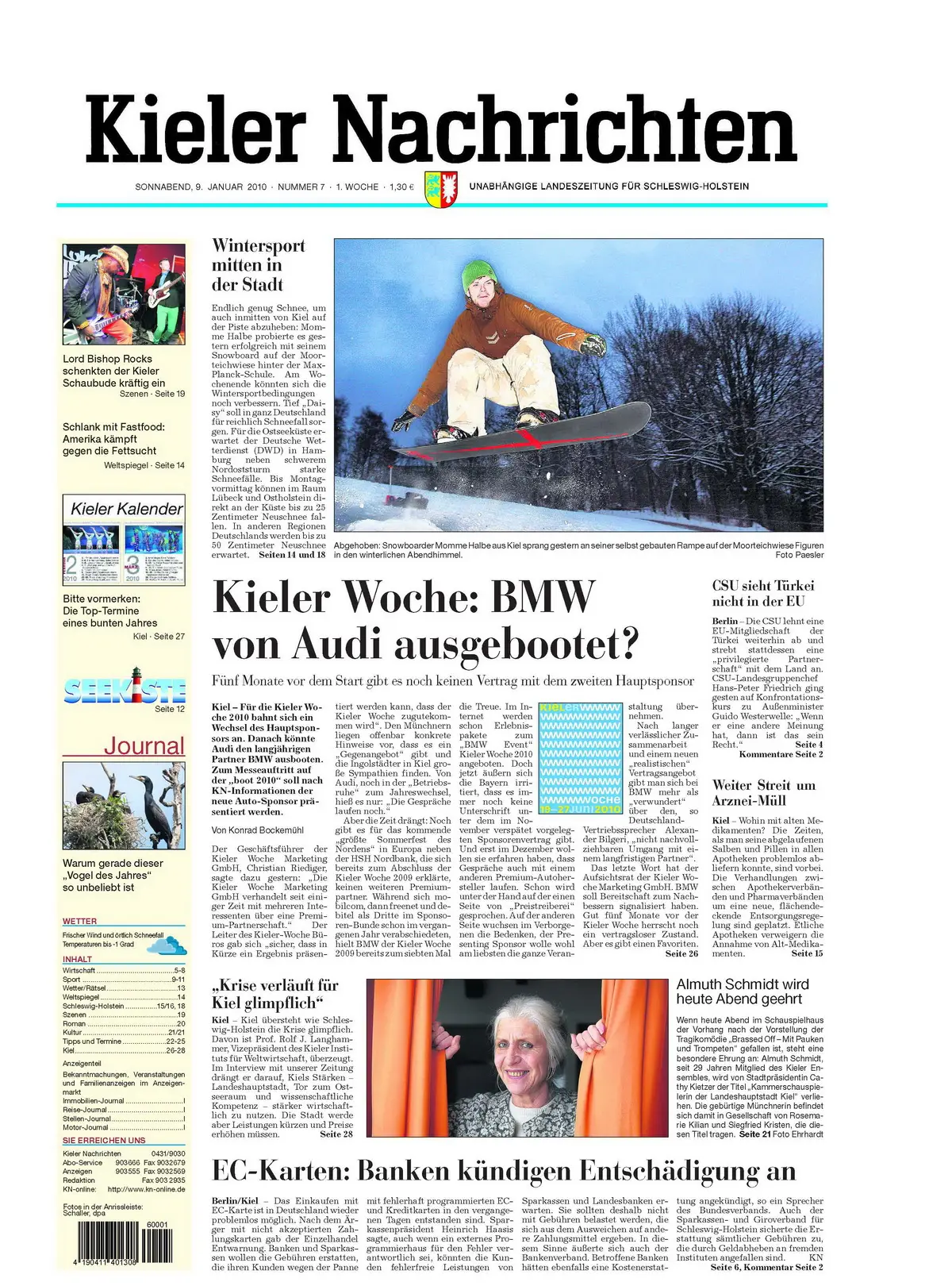 Kieler Nachrichten vom 9. Januar 2010