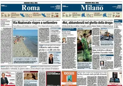 Corriere della Sera edizioni di Roma e Milano (11/08/2009)