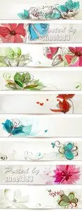Simple Floral Banners Vector 3