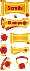 Scrolls & Stamps Vector 