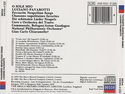 Luciano Pavarotti - O Sole Mio: Favourite Neapolitan Songs (1979, CD ReIssue 1983) {Repost} 