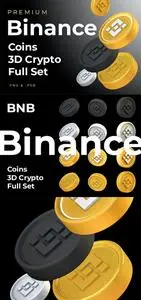 Binance BNB 3d Premium Crypto DeFi Coins Set