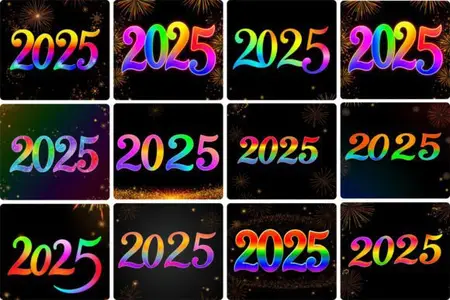 New Year 2025 - Neon Colors Backgrounds