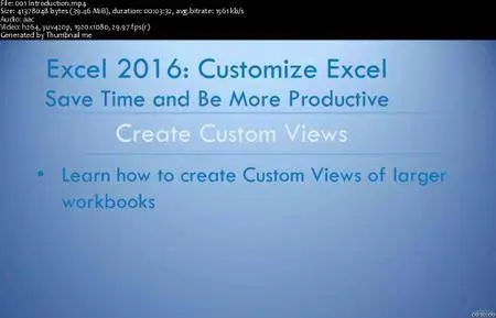 Excel 2016 Customize Excel - Save Time & Be More Productive