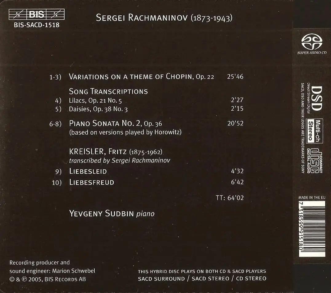 Yevgeny Sudbin - Rachmaninov: Variations on a Theme of Chopin, Piano ...