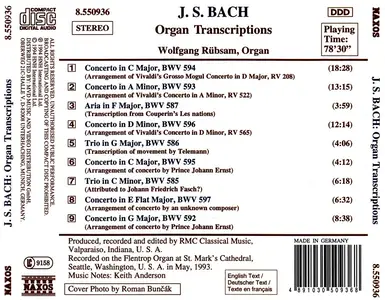 Wolfgang Rübsam - Johann Sebastian Bach: Organ Transcriptions (1994)