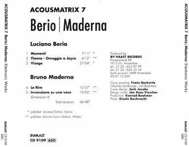 Luciano Berio/Bruno Maderna - Acousmatrix 7: Electronic Works (1992)