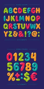 Cartoon Bubble Font Vector