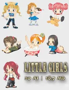 Little Girls - Vector Clipart