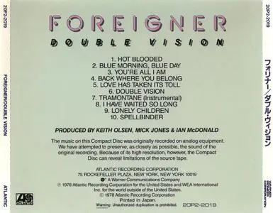 Foreigner - Double Vision (1978) [Japan Warner-Pioneer, 20P2-2019]