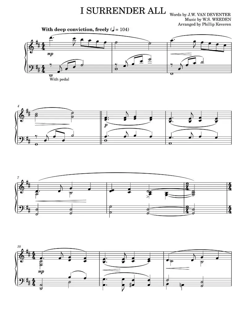 I Surrender All - Judson W. Van De Venter (Piano Solo)