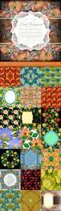 Seamless Floral Pattern cards and background vector