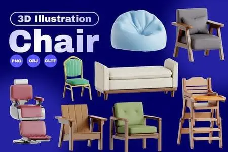 Chairs 3D Icon Set V.1