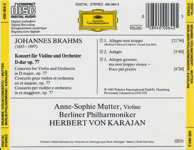 Brahms- Mutter, Karajan- Violin Concerto (1990, 1982)